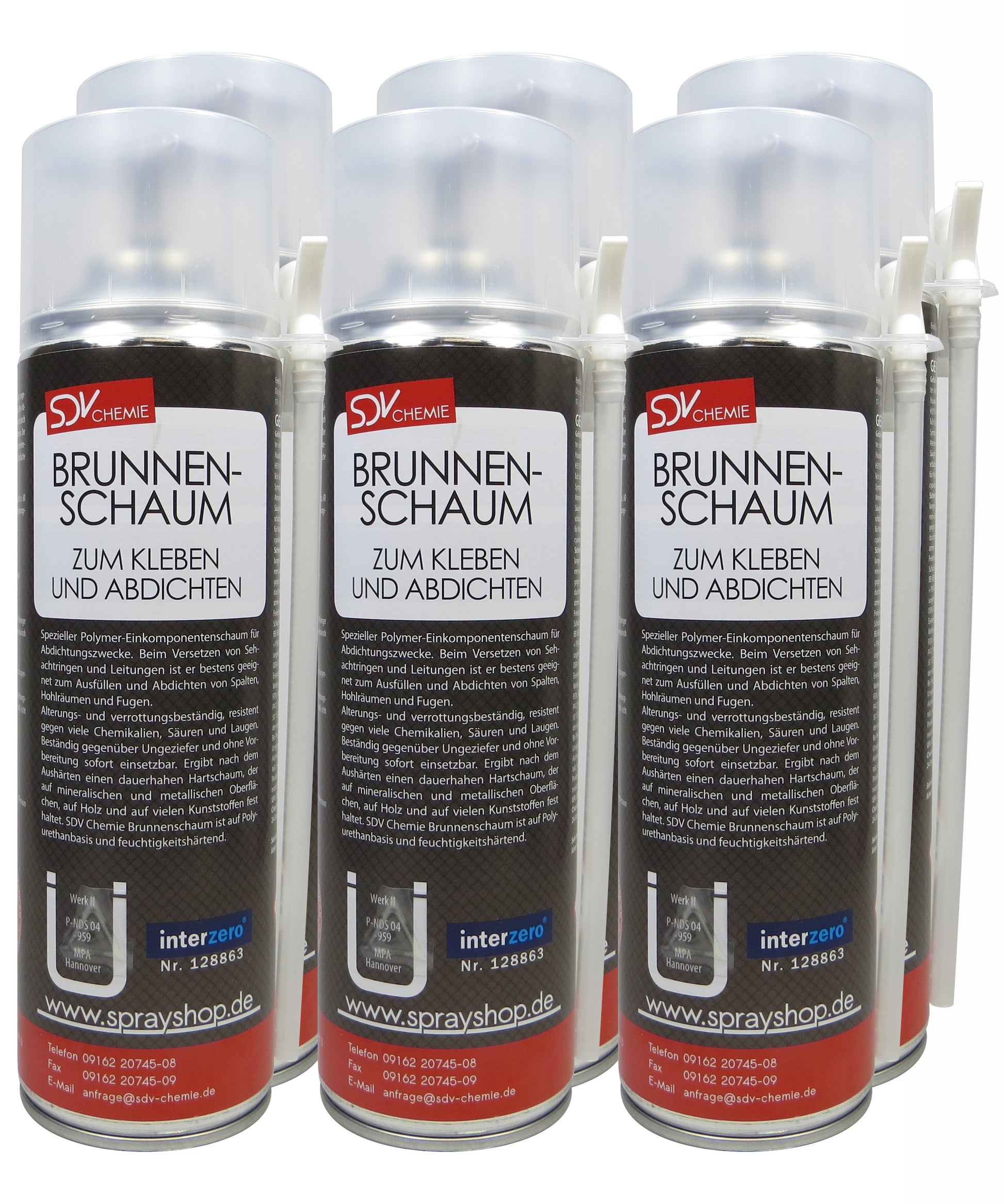 Brunnenschaum B2 6x 500ml Montageschaum Schachtschaum