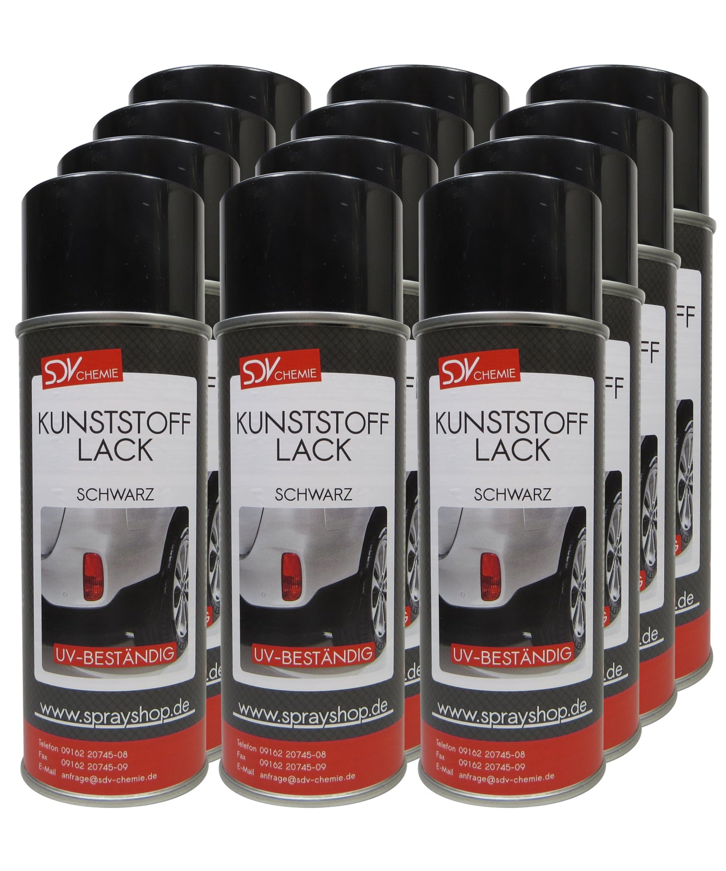 Kunststofflack schwarz matt 12x 400ml Lackspray