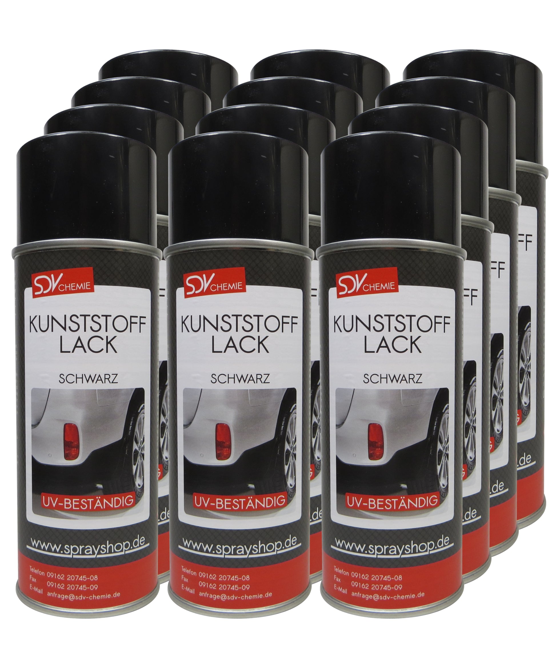 Kunststofflack schwarz matt 12x 400ml Lackspray