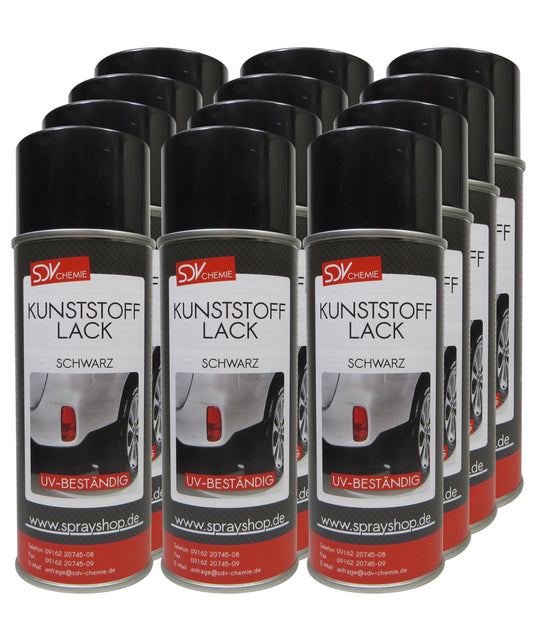 Kunststofflack schwarz matt 12x 400ml Lackspray