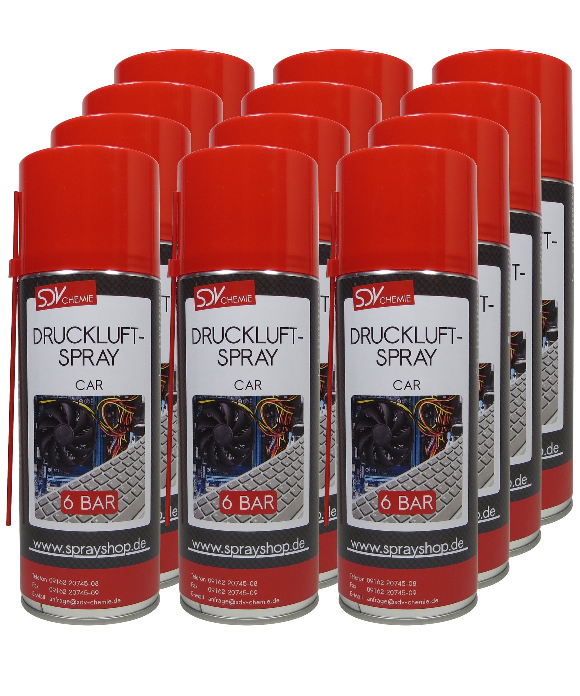 Druckluftspray CAR 12x 400ml Air Duster Druckluftreiniger