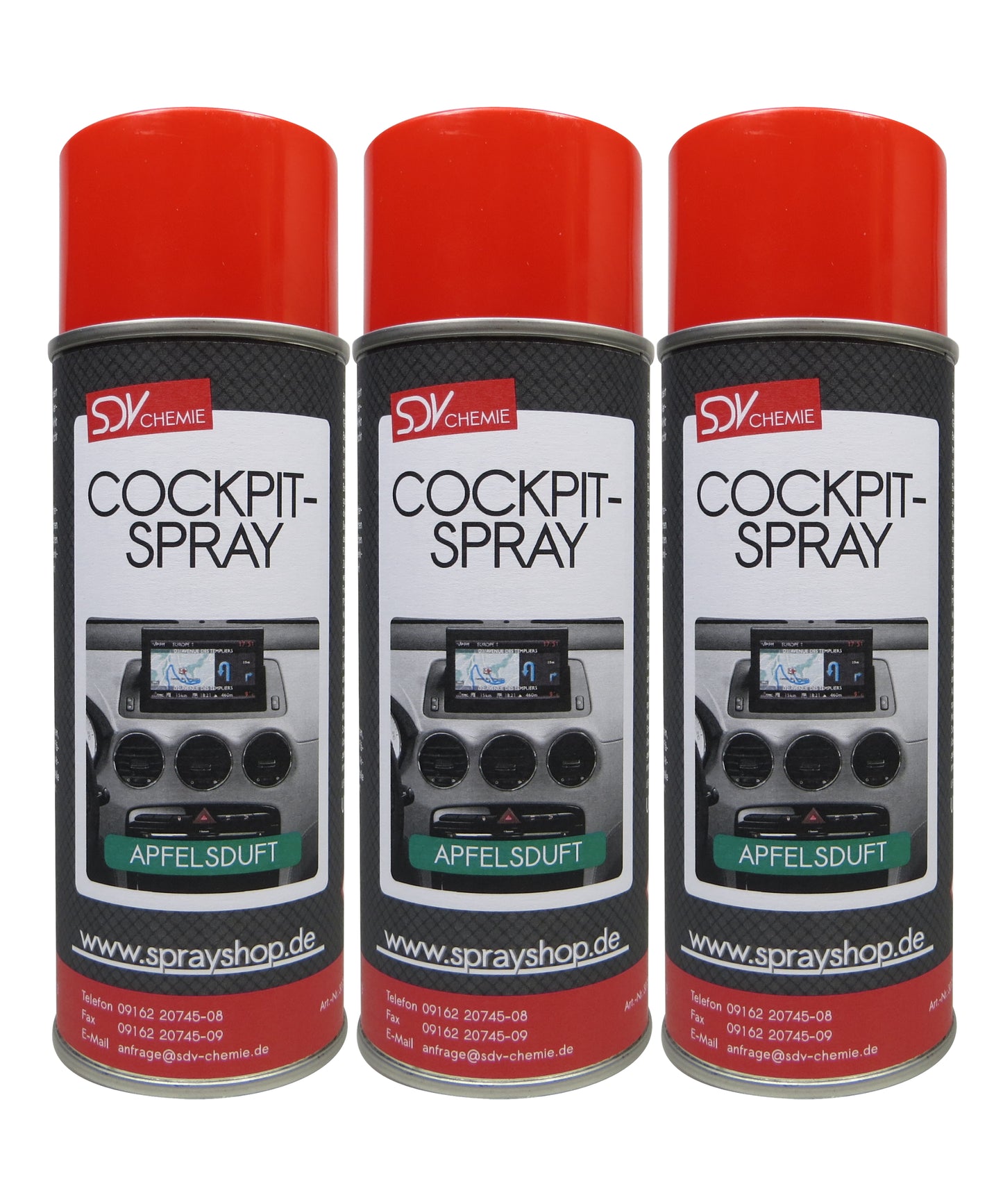 Cockpitspray Apfelduft 3x 400ml Cockpit Pflege Reiniger