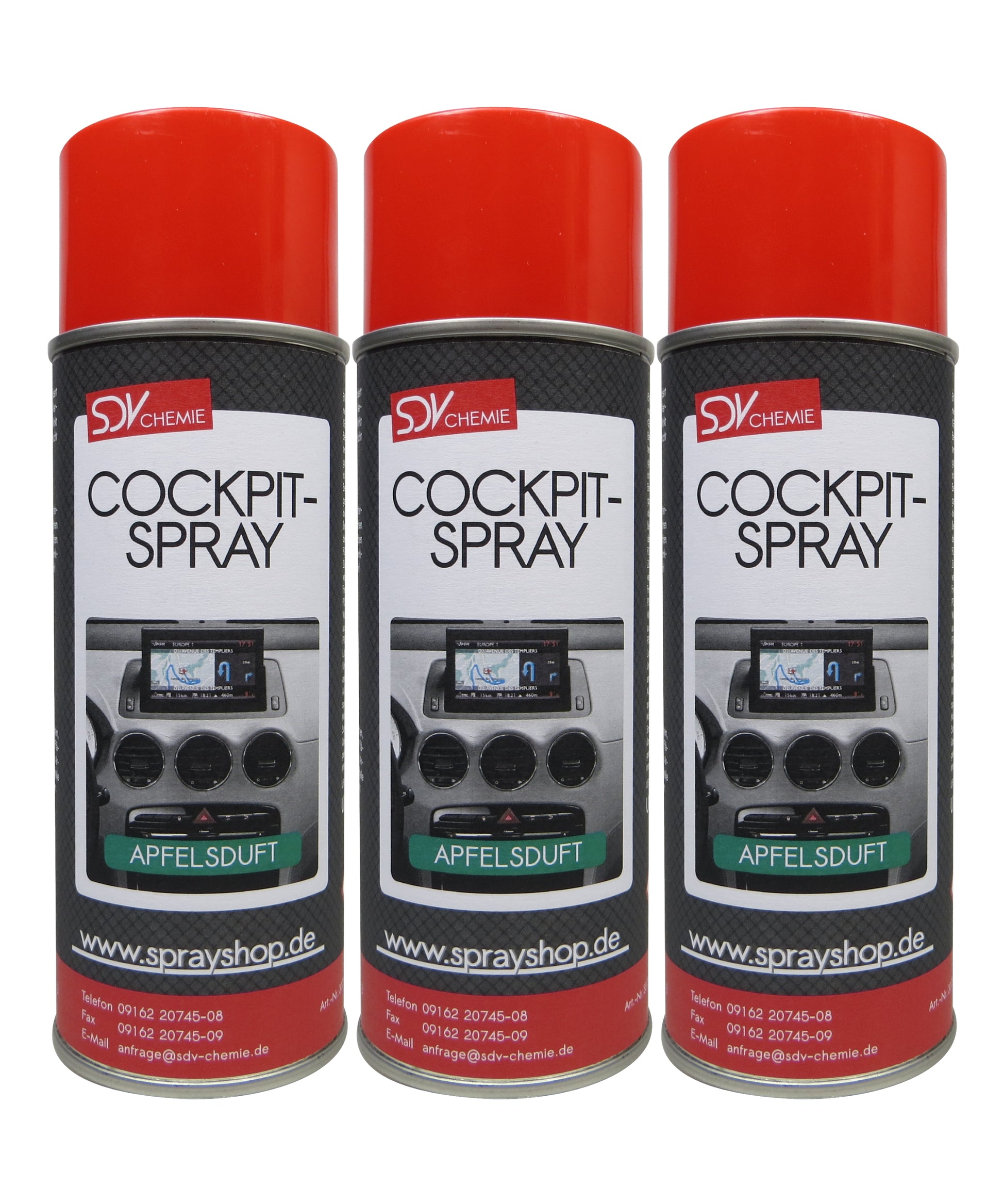 Cockpitspray Apfelduft 3x 400ml Cockpit Pflege Reiniger