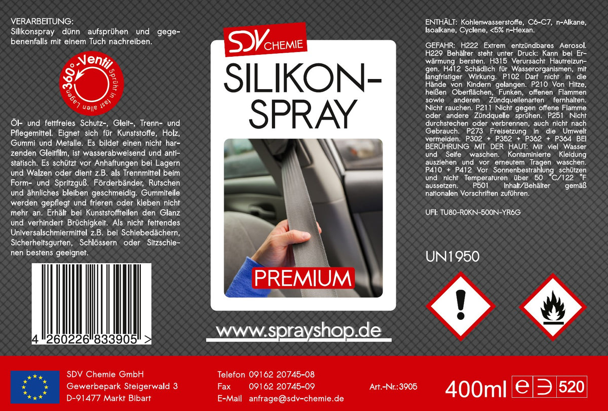 Silikonspray 400ml Etikett