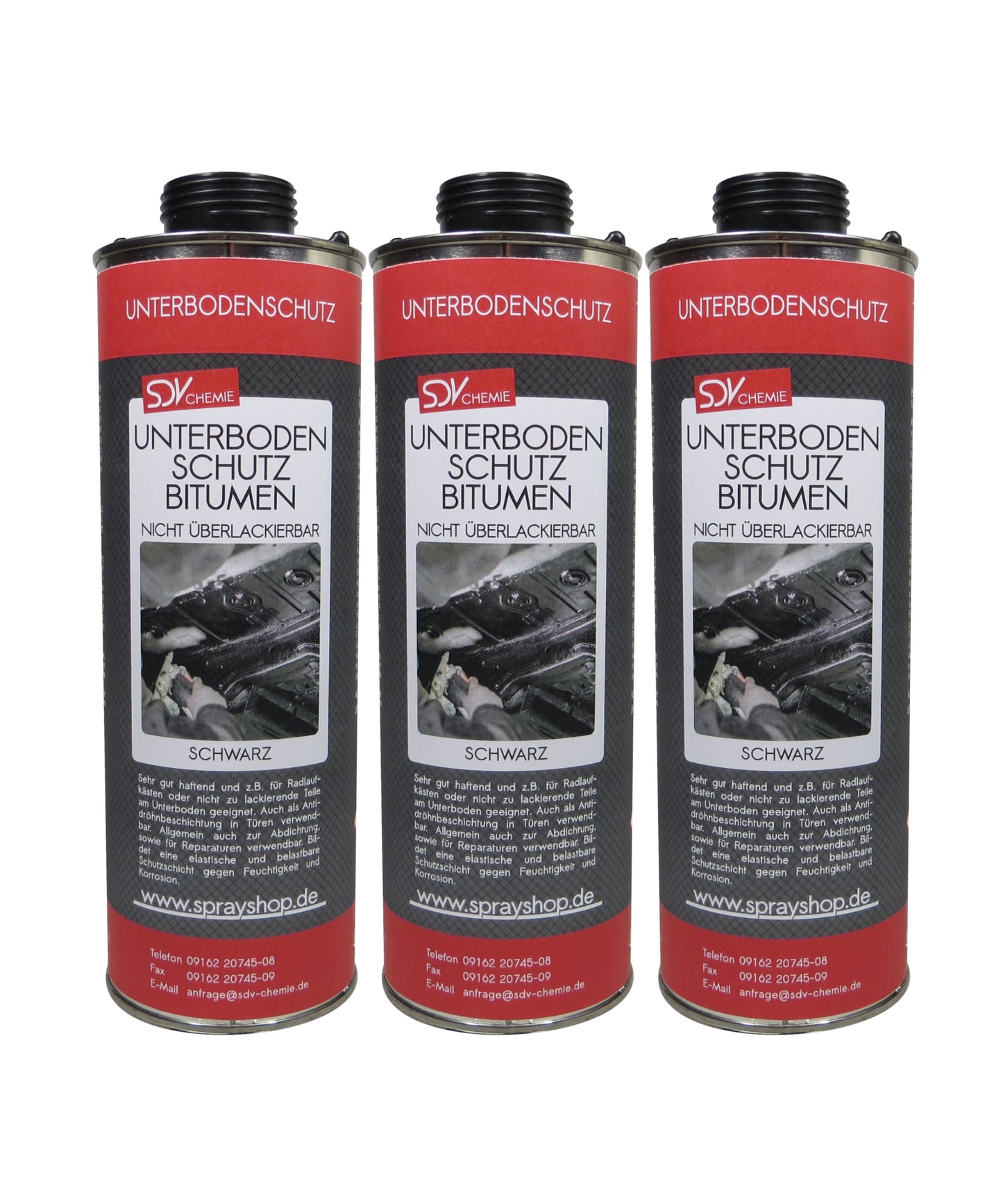 Unterbodenschutz Bitumen schwarz 3x 1L UBS Steinschlagschutz