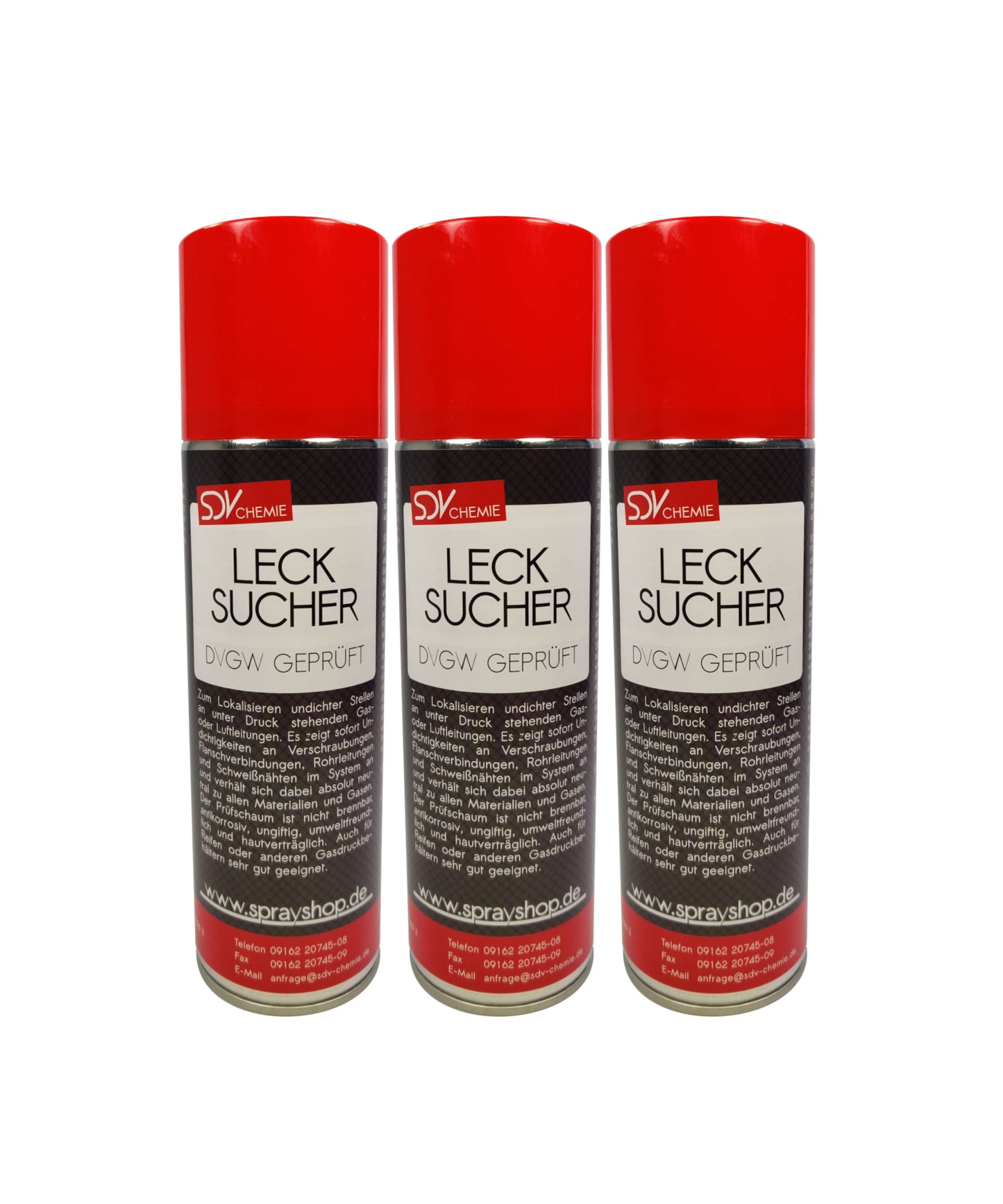 Lecksuchspray 3x 200ml DVGW geprüft Leckfinder Lecksucher Prüfspray