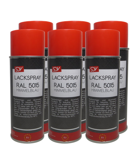 Lackspray RAL 5015 HIMMELBLAU glänzend 6x 400ml Acryllack