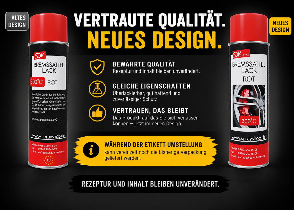 Bremssattellack rot Etikettänderung