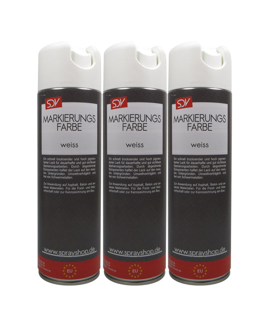 Markierungsfarbe weiss 3x 500ml Markierspray Markierungsspray weiß