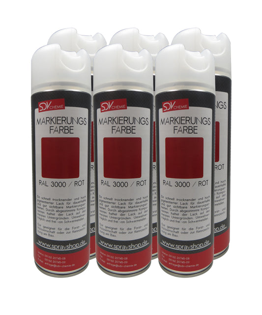 Markierungsfarbe rot 6x 500ml Markierspray Markierungsspray