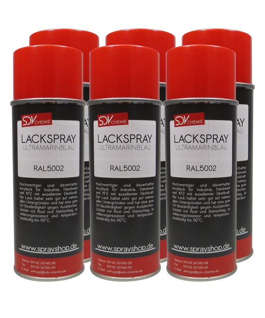 Lackspray RAL 5002 ULTRAMARINBLAU glänzend 6x 400ml Acryllack