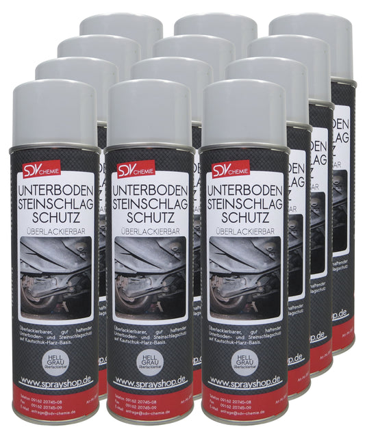 Unterbodenschutz grau überlackierbar 12x 500ml UBS Steinschlagschutz