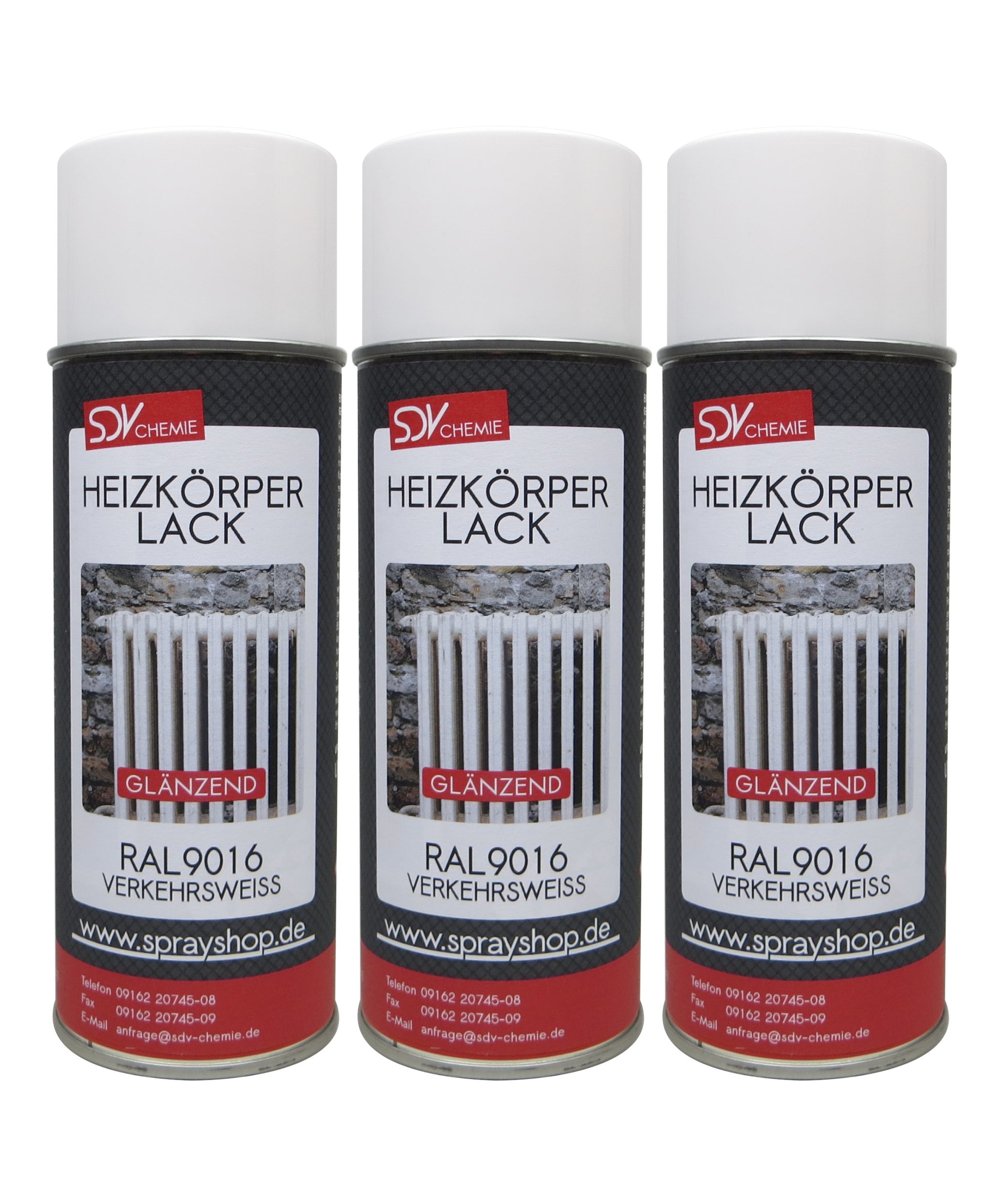 Heizkörperlack verkehrsweiss glänzend 3x 400ml RAL 9016 Radiator