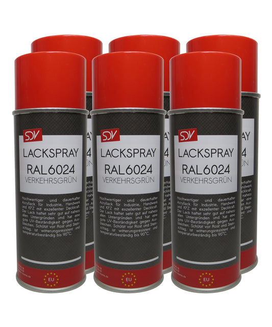 Lackspray RAL 6024 VERKEHRSGRÜN glänzend 6x 400ml Acryllack