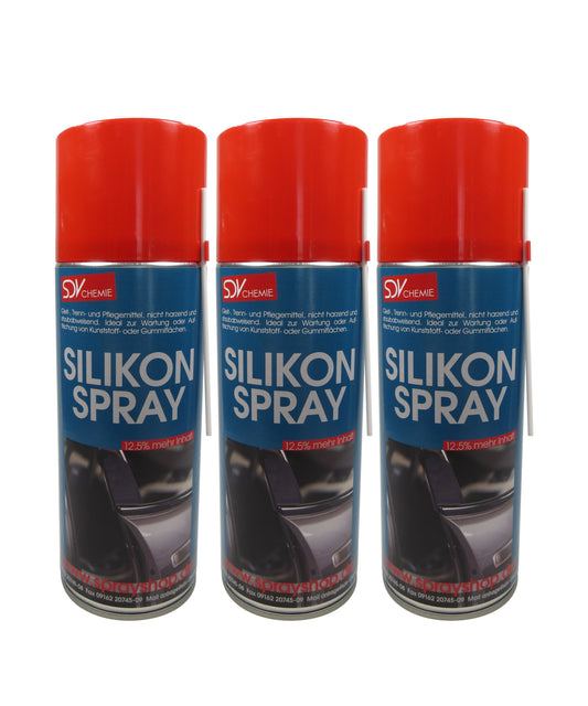 Silikonspray 3x 450ml Siliconspray Kunststoff- und Gummipflege