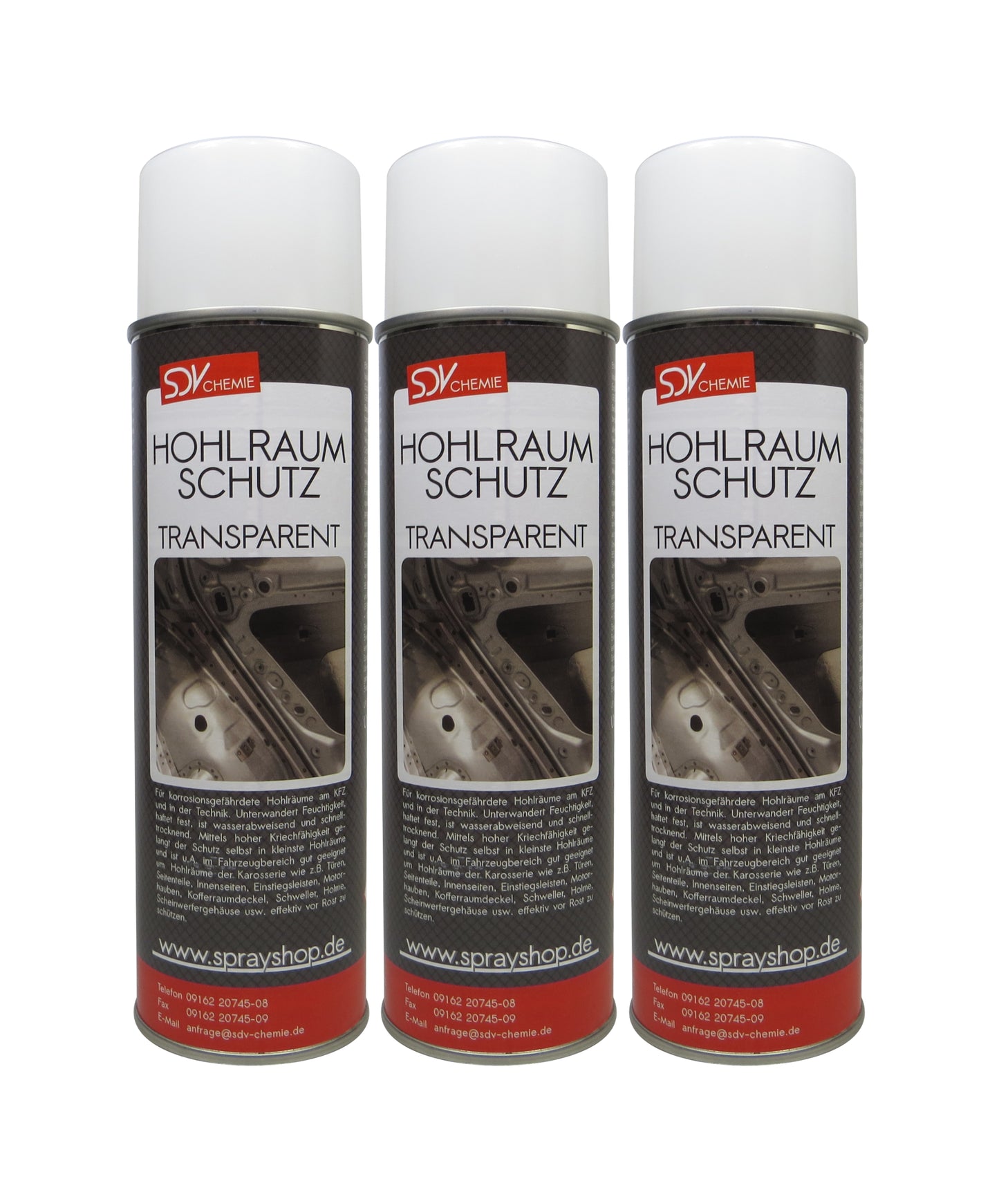 Hohlraumschutz transparent 3x 500ml Spray + 60cm Sonde Hohlraumversiegelung Wachs