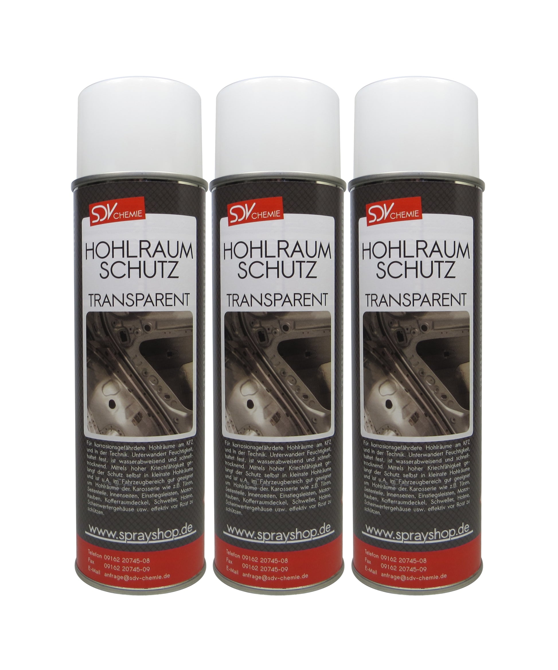 Hohlraumschutz transparent 3x 500ml Spray + 60cm Sonde Hohlraumversiegelung Wachs