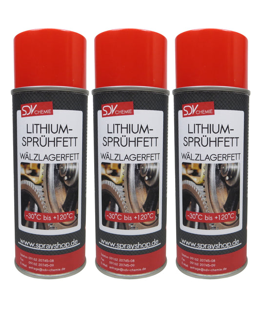 Lithium Sprühfett 3x 400ml Wälzlagerfett Schmierfett Fettspray