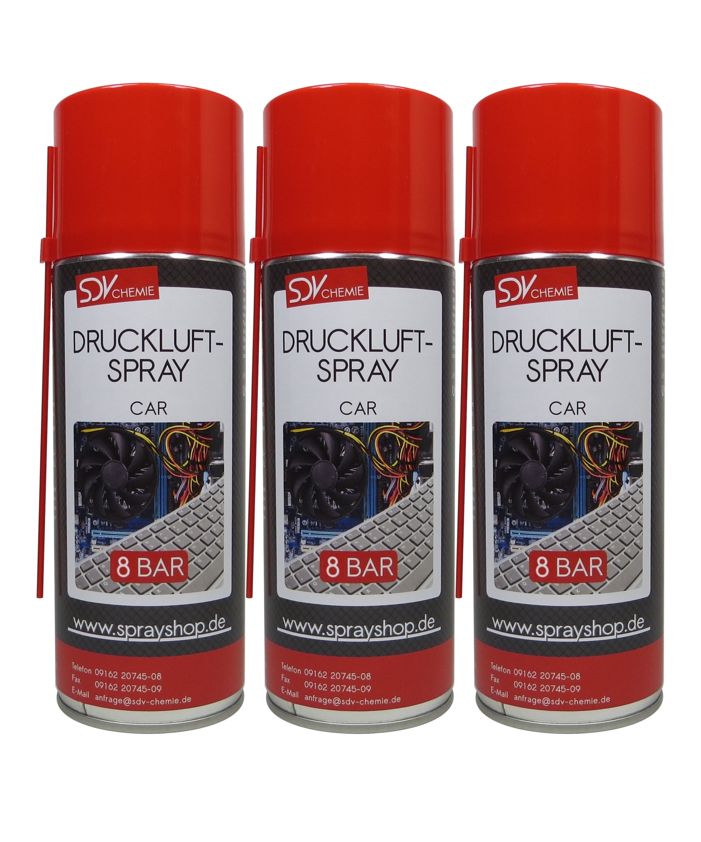 Druckluftspray CAR 3x 400ml Air Duster Druckluftreiniger