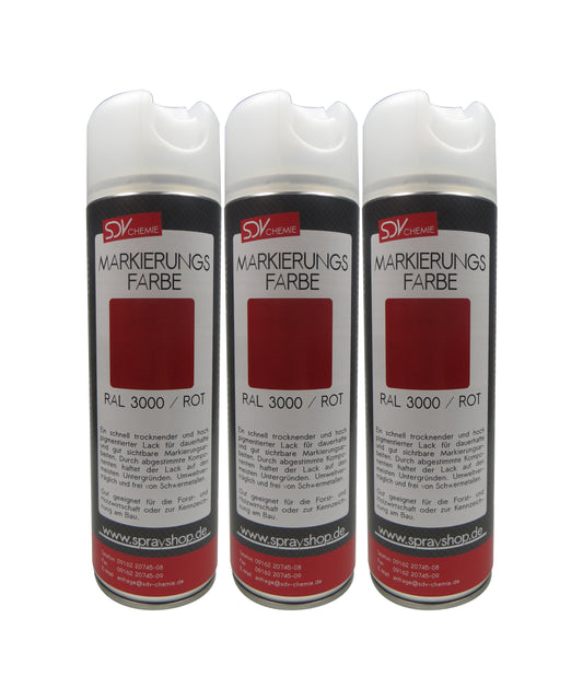 Markierungsfarbe rot 3x 500ml Markierspray Markierungsspray