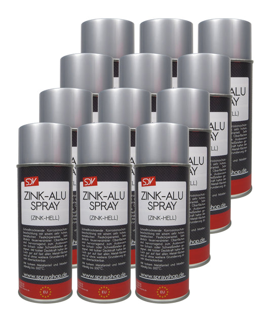 Zink-ALU-Spray 98% REIN 12x 400ml Zink hell Korrosionsschutz