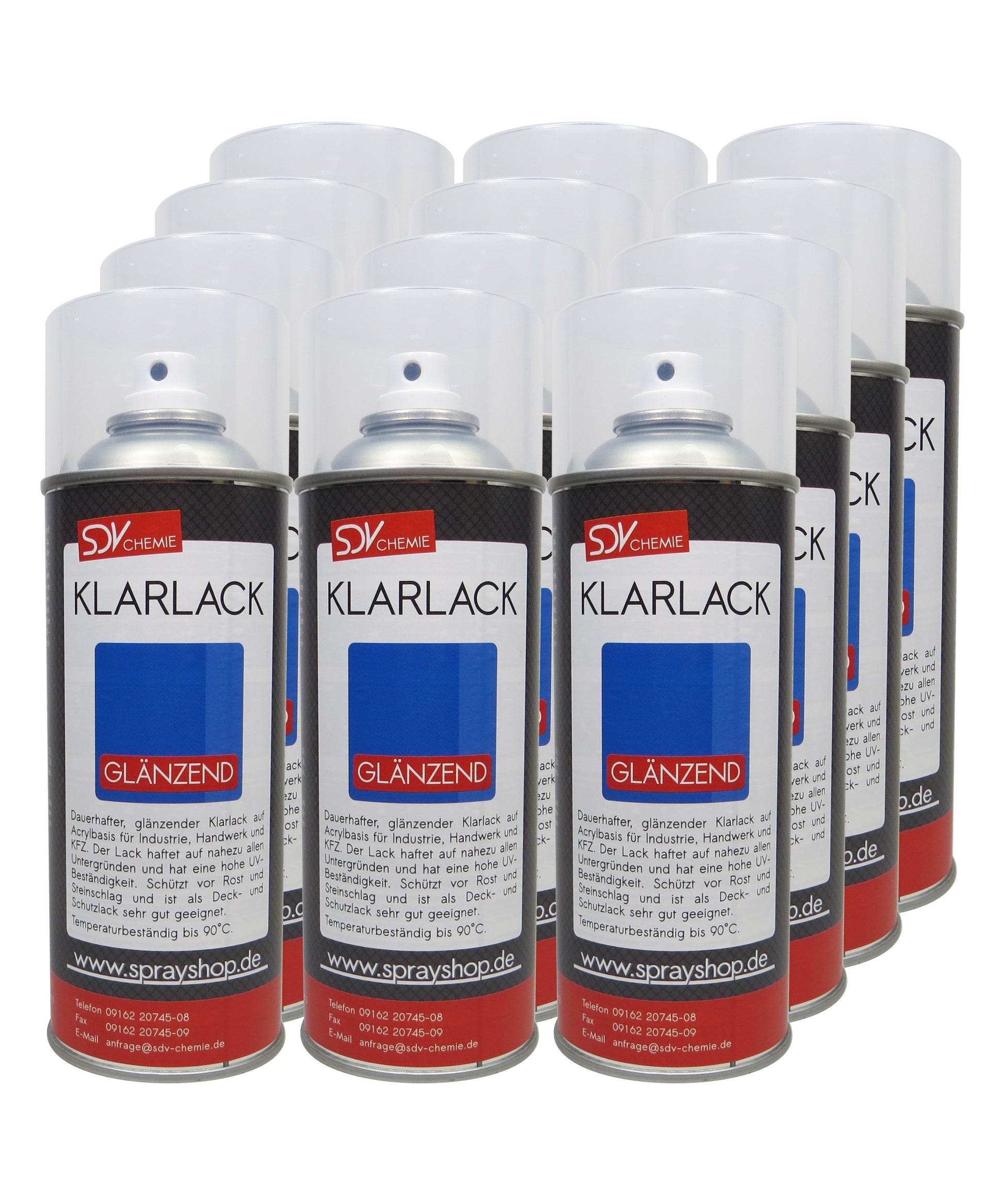 Klarlack Spray glänzend 12x 400ml schnelltrocknend Acryl Sprühlack