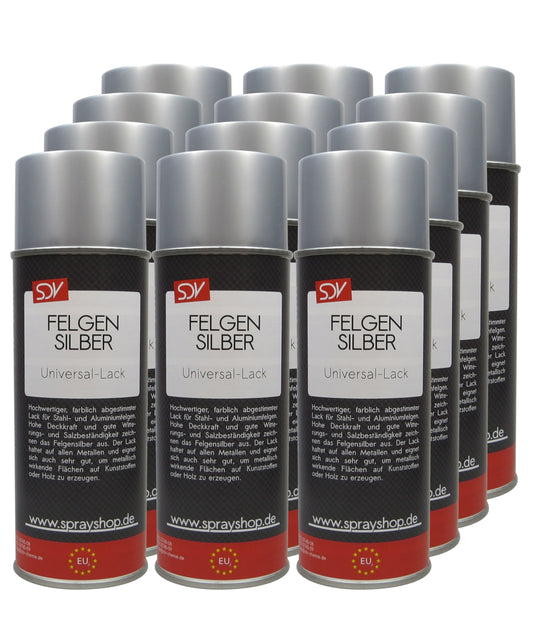 Felgensilber 12x 400ml Autolack Acryl Lackspray Felgenlack silber