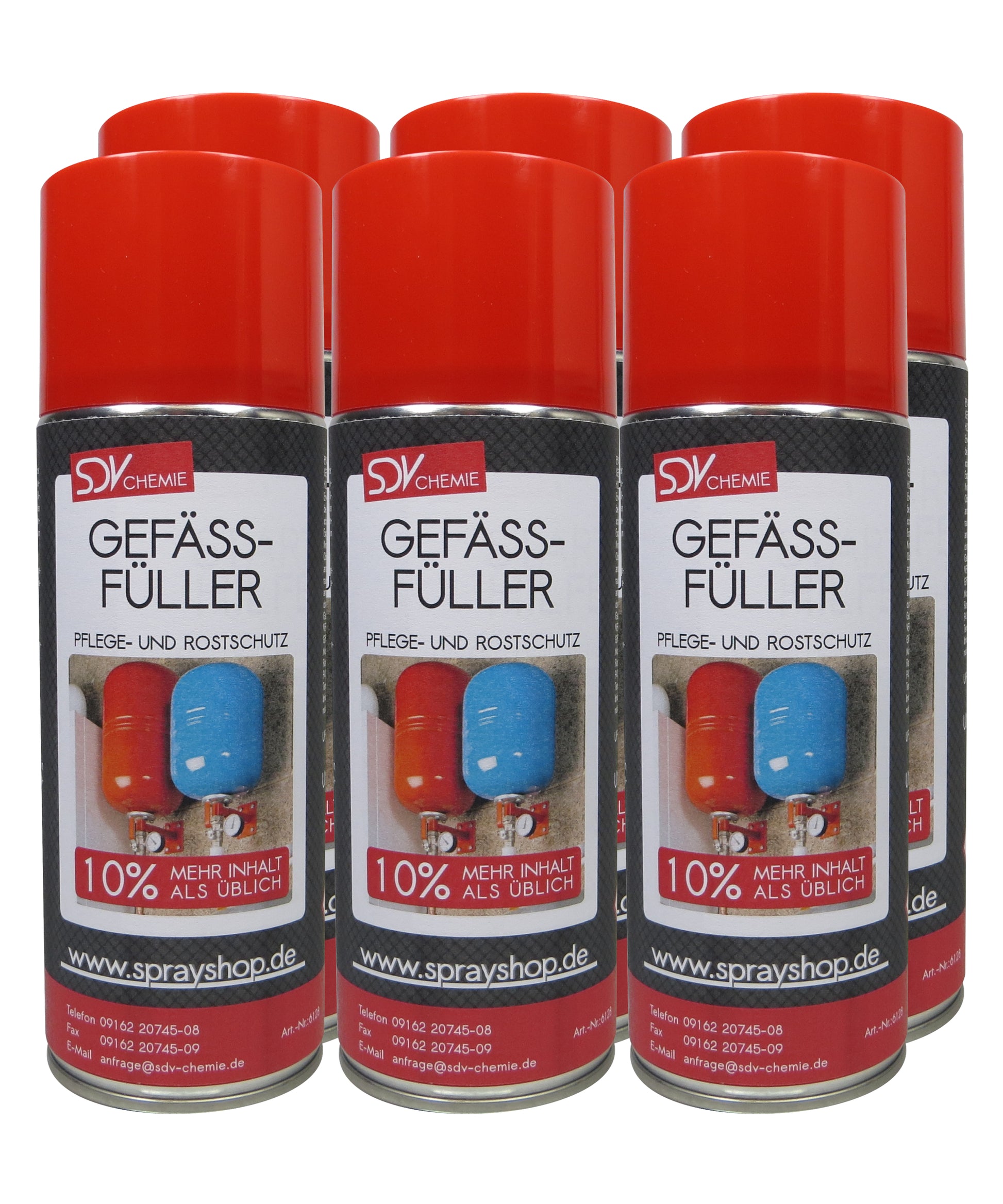Gefässfüller 6x 440ml Gefäßfüller Spray für Ausdehnungsgefäße