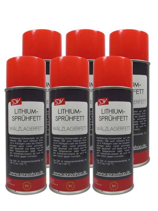 Lithium Sprühfett 6x 400ml Wälzlagerfett Schmierfett Fettspray