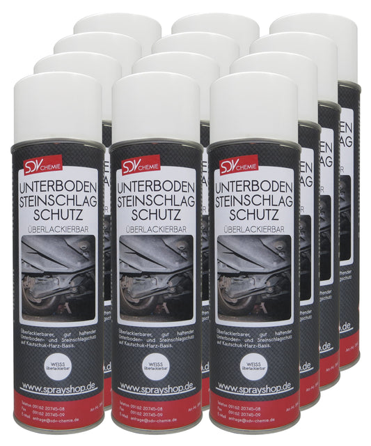 Unterbodenschutz weiss überlackierbar 12x 500ml UBS Steinschlagschutz