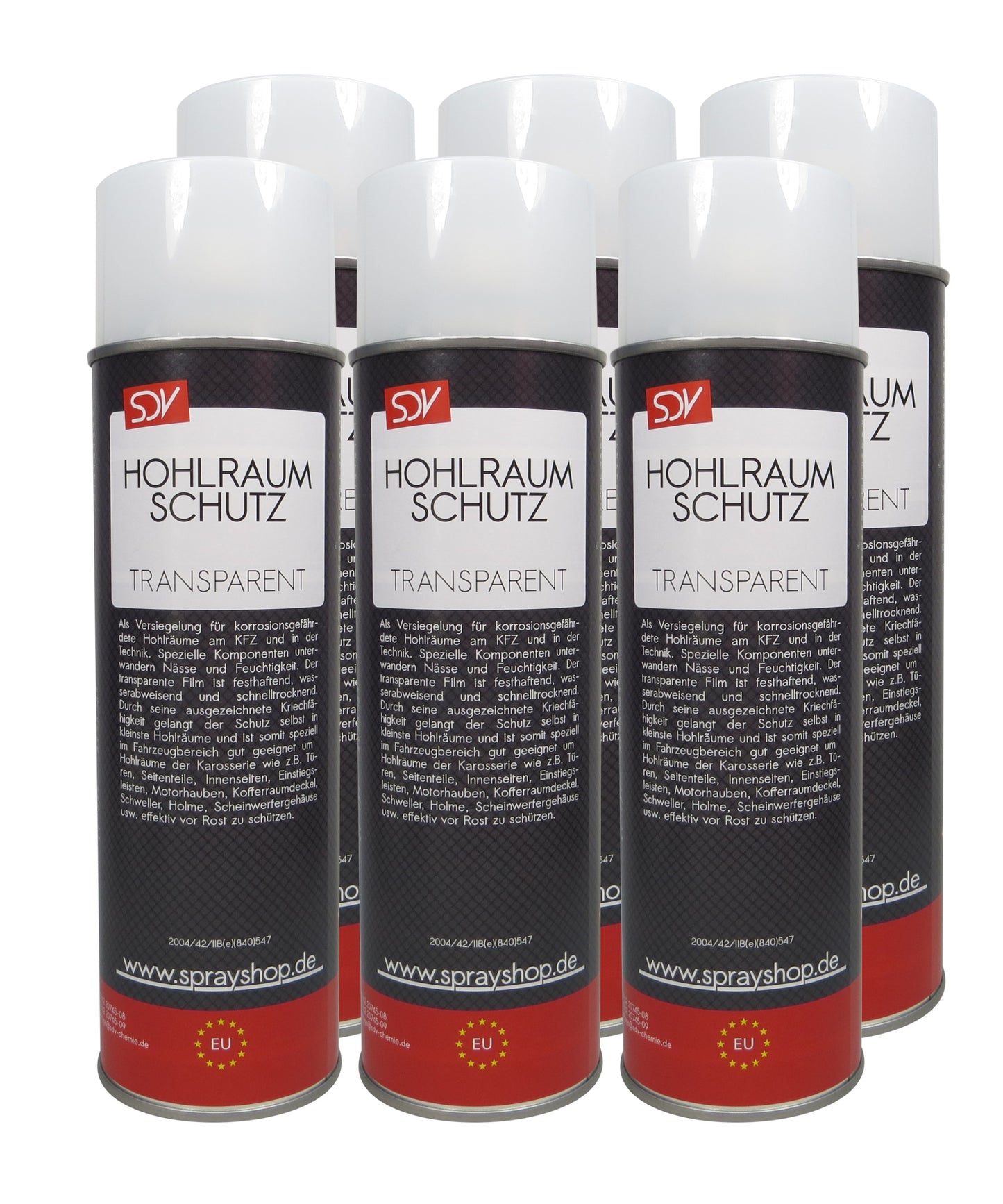 Hohlraumschutz transparent 6x 500ml + 60cm Sonde Hohlraumspray