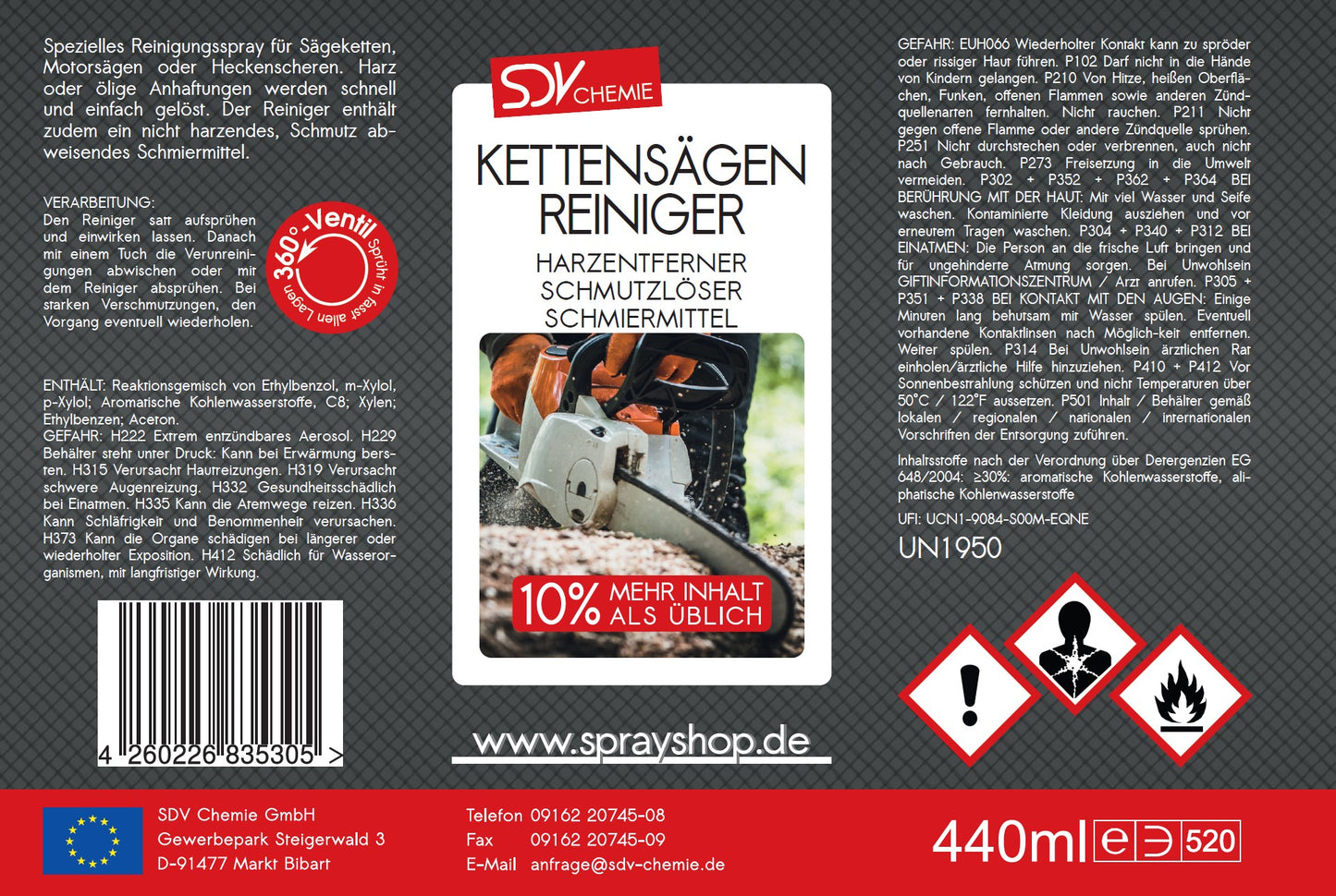 Kettensägenreiniger 440ml Etikett