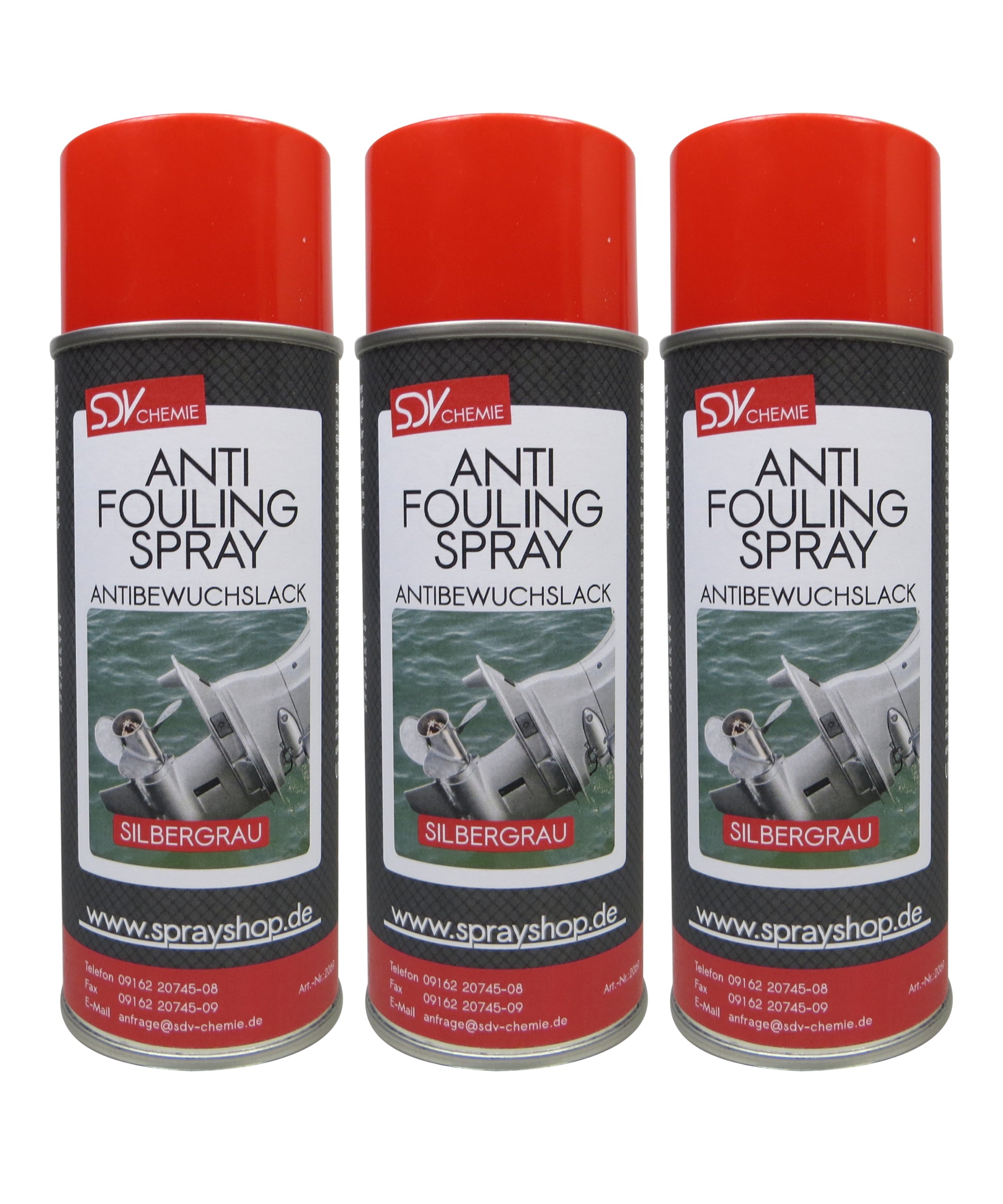Antifouling silbergrau 3x 400ml für Propeller Aussenborder