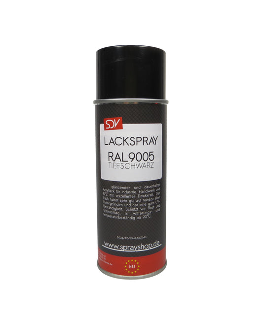 Lackspray RAL 9005 schwarz glänzend 1x 400ml TIEFSCHWARZ Acryllack