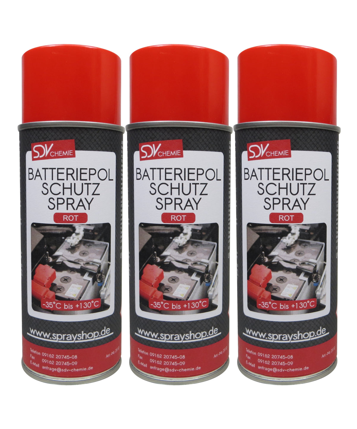 Batteriepolspray rot 3x 400ml Batteriepol Schutz Fett Kontaktfett