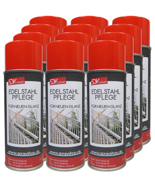 Edelstahlpflege Spray 12x 400ml V2A Edelstahl Pflege Reiniger