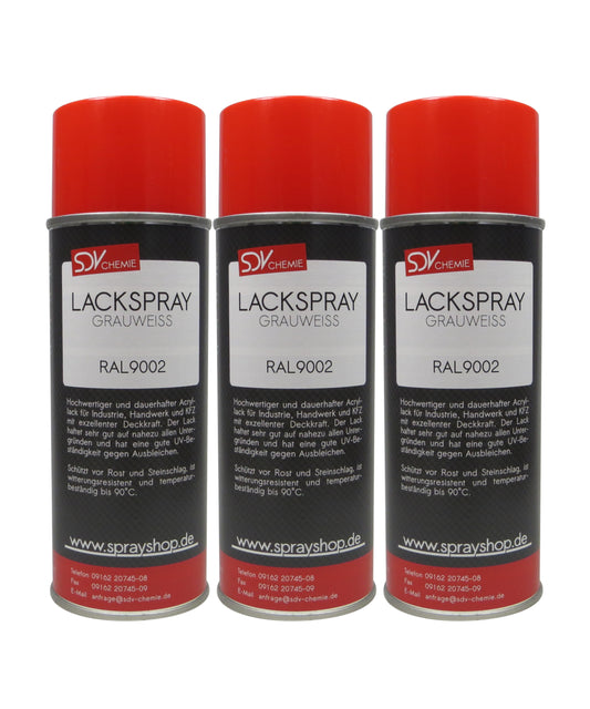 Lackspray RAL 9002 GRAUWEISS glänzend 3x 400ml Acryllack