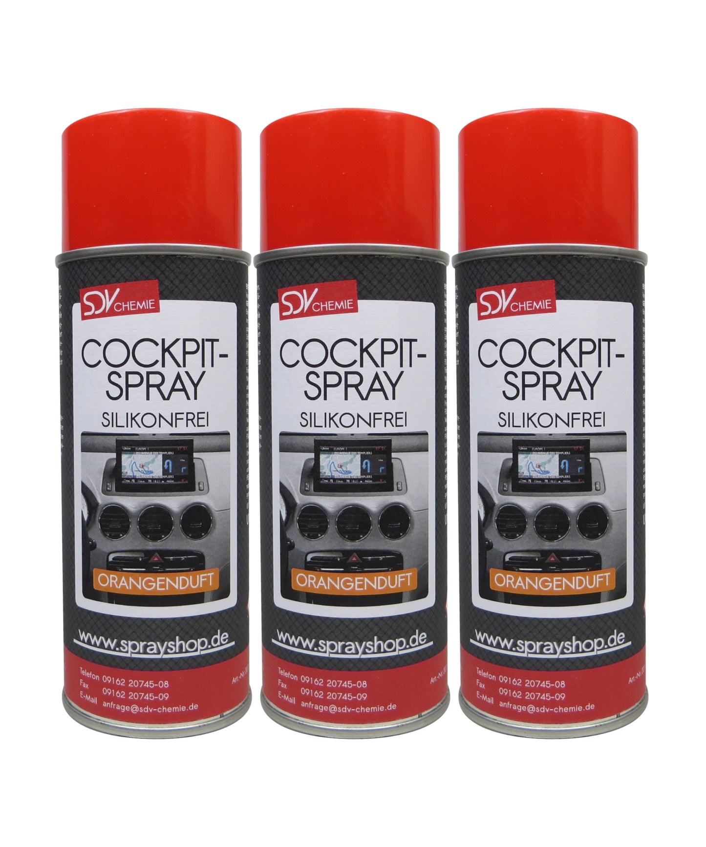 Cockpitspray Orangenduft silikonfrei 3x 400ml Cockpit Pflege Reiniger