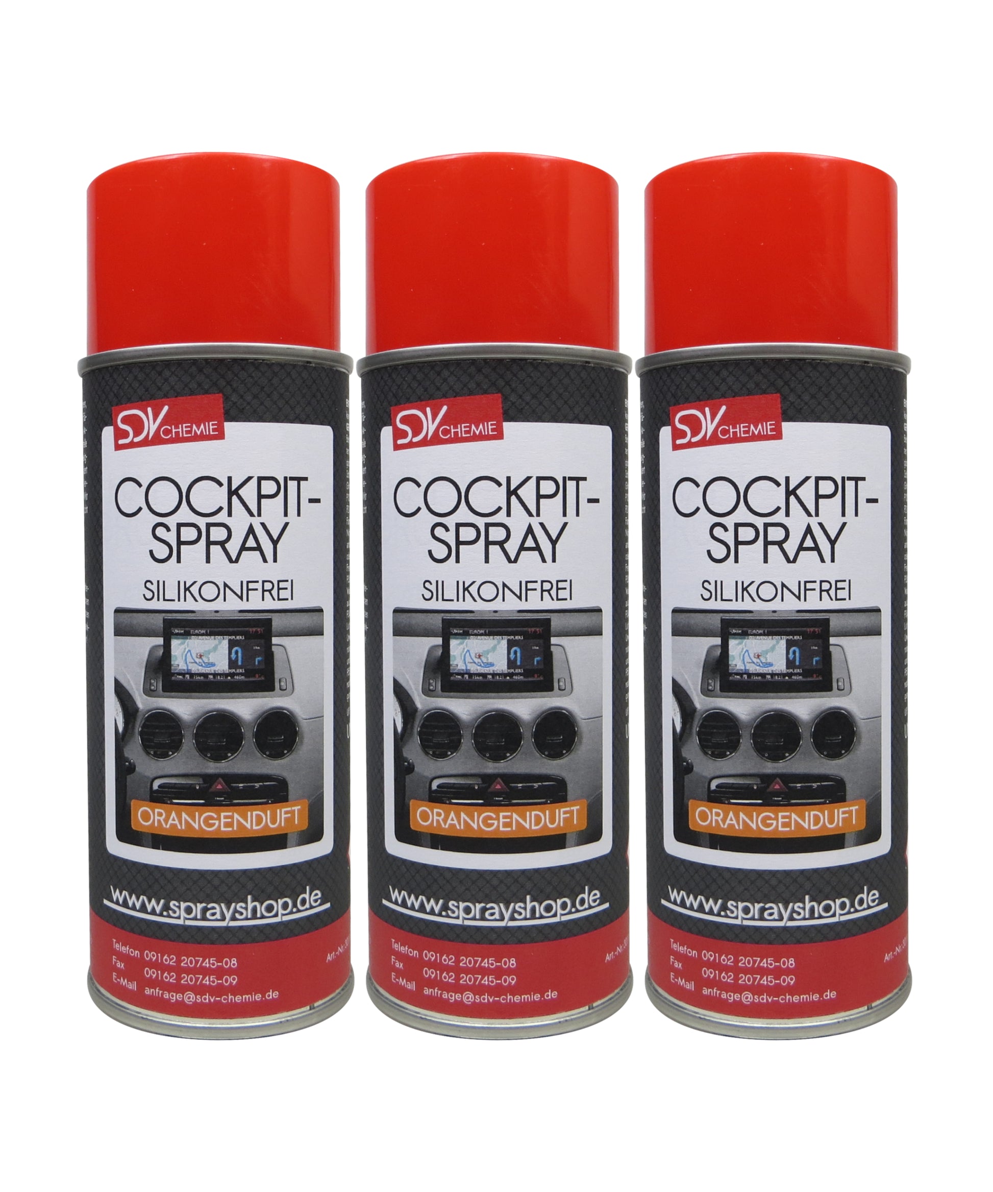 Cockpitspray Orangenduft silikonfrei 3x 400ml Cockpit Pflege Reiniger