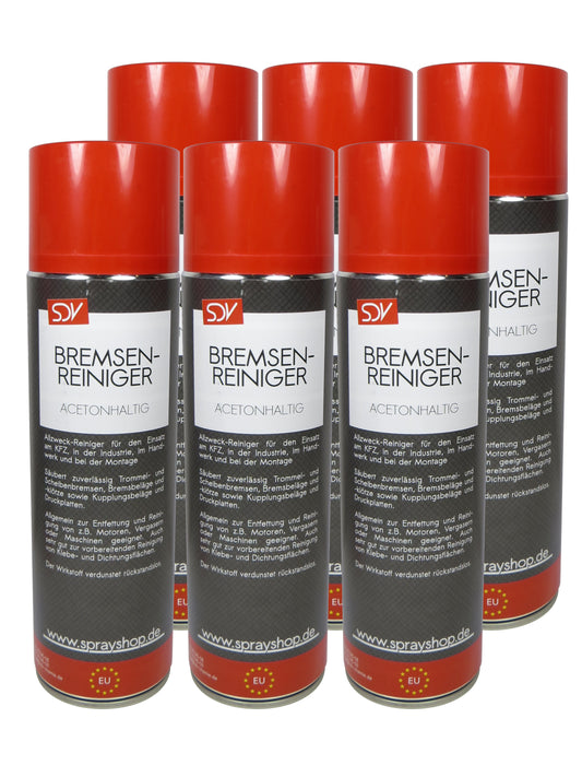 Bremsenreiniger mit Aceton Spray 6x 500ml POWER Brake Cleaner 360° Ventil