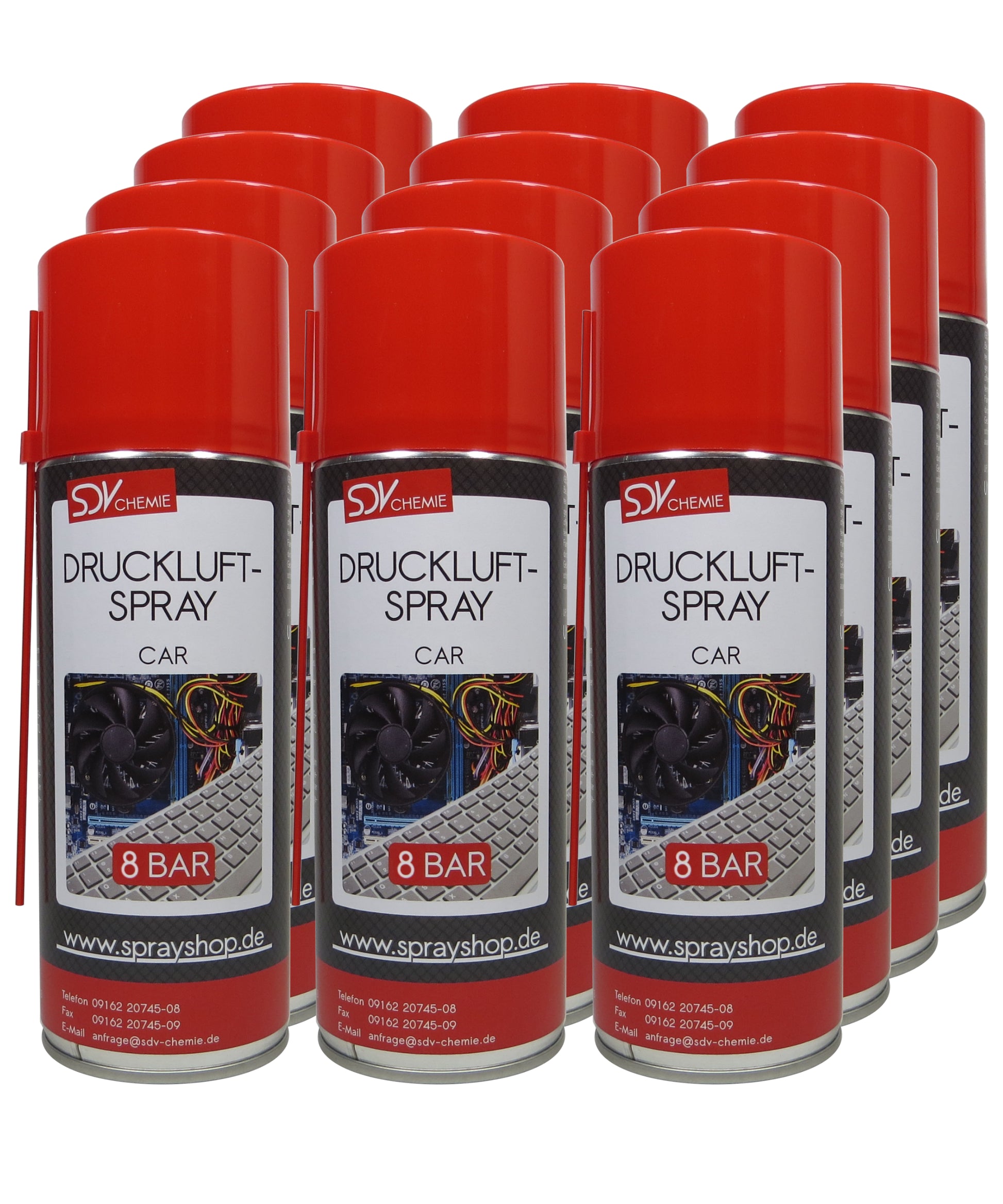 Druckluftspray CAR 12x 400ml Air Duster Druckluftreiniger