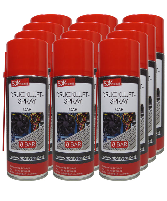 Druckluftspray CAR 12x 400ml Air Duster Druckluftreiniger