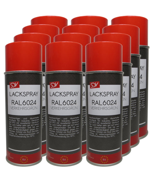 Lackspray RAL 6024 VERKEHRSGRÜN glänzend 12x 400ml Acryllack