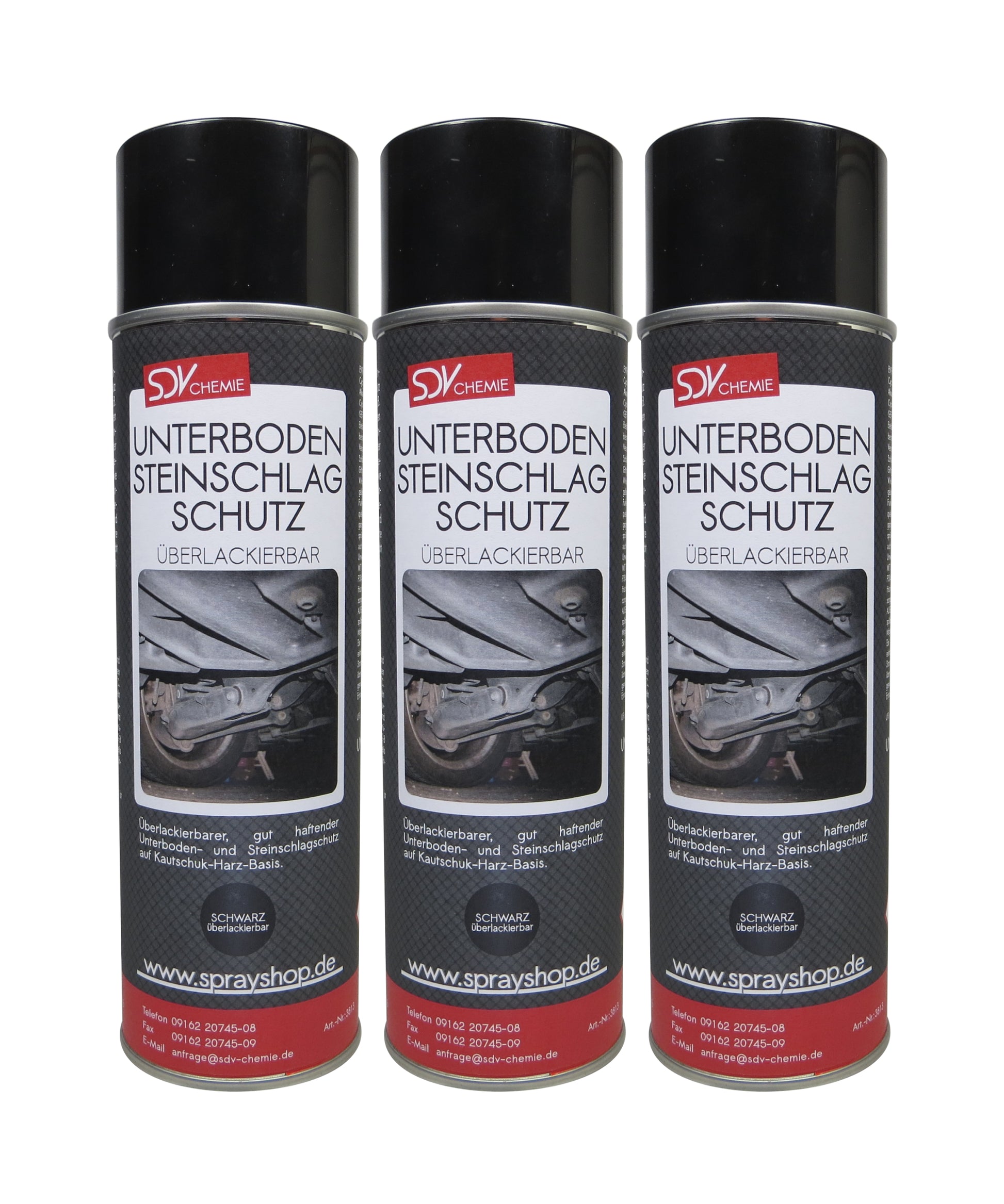 Unterbodenschutz schwarz überlackierbar 3x 500ml UBS Steinschlagschutz