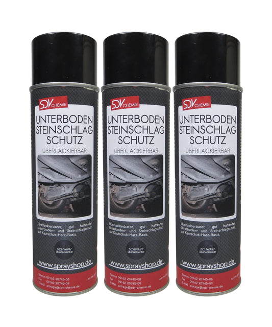 Unterbodenschutz schwarz überlackierbar 3x 500ml UBS Steinschlagschutz