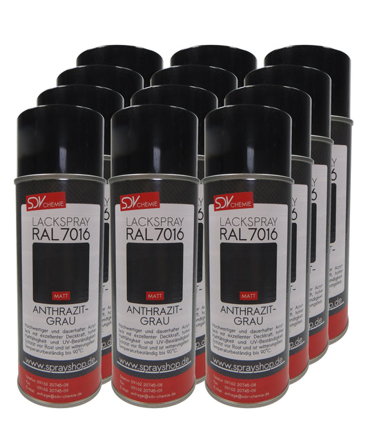 Lackspray RAL 7016 ANTHRAZITGRAU matt 12x 400ml grau Acryllack