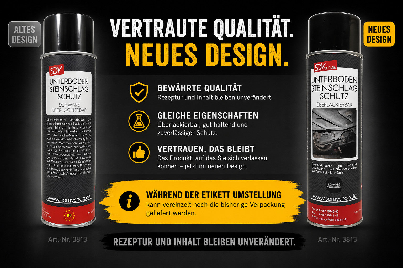 Unterbodenschutz schwarz überlackierbar 500ml Etikett
