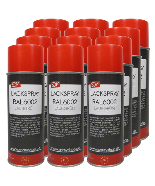 Lackspray RAL 6002 LAUBGRÜN glänzend 12x 400ml Acryllack