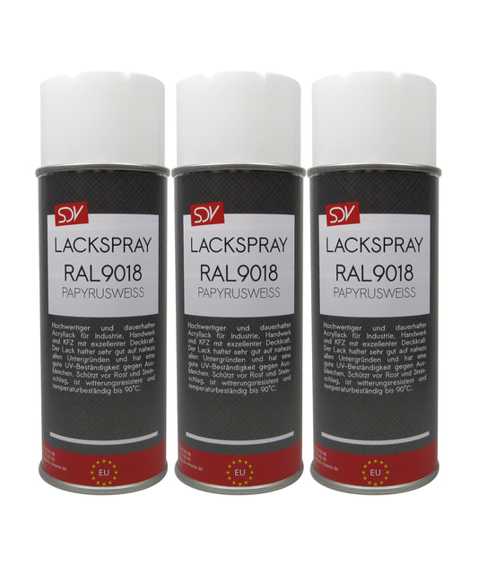 Lackspray RAL 9018 PAPYRUSWEISS glänzend 3x 400ml Acryllack