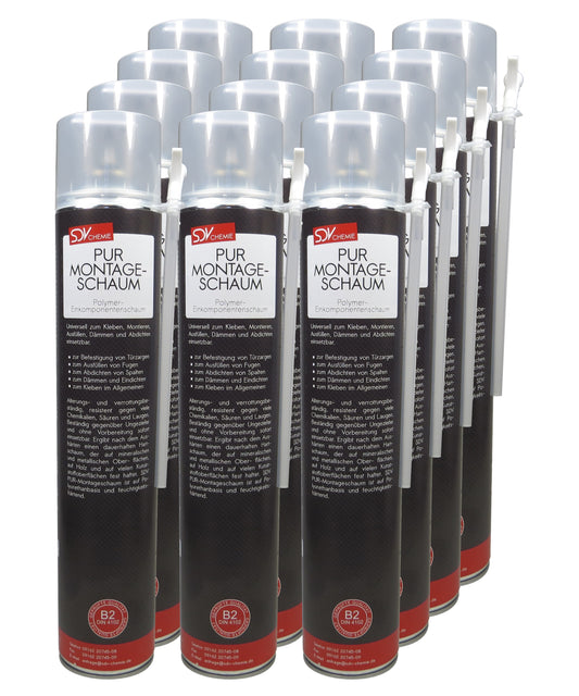 Montageschaum B2 12x 750ml Bauschaum Füllschaum